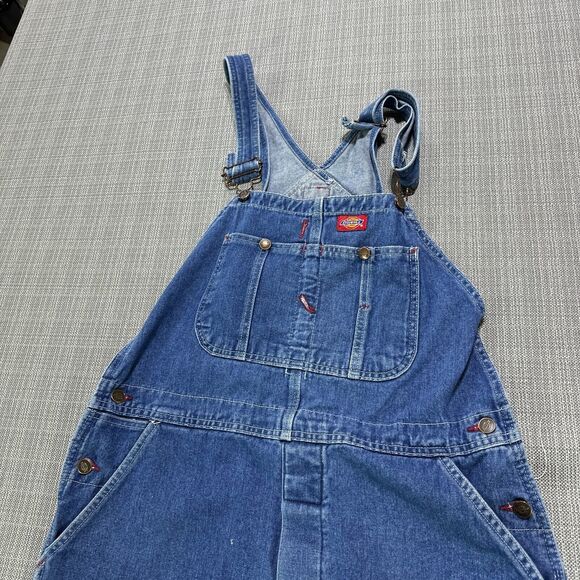 Dickies Bibs Mens 34x32 Overalls Blue Denim Carpenter Farmer Work Workwear - Picture 3 of 14